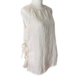 Rachel Zoe Resort Ready Zoe 100% White Linen  Tank Top Tunic Tie Sides Sz Medium